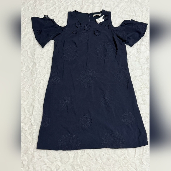 LOFT Black Cold Shoulder Mini Dress - Picture 2 of 8